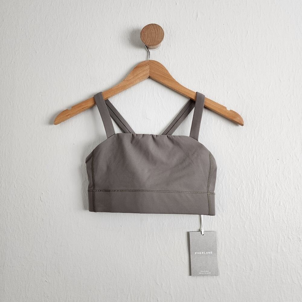 Everlane The Perform Crop Top Bra XS Dark Taupe NWT Sports Bralette